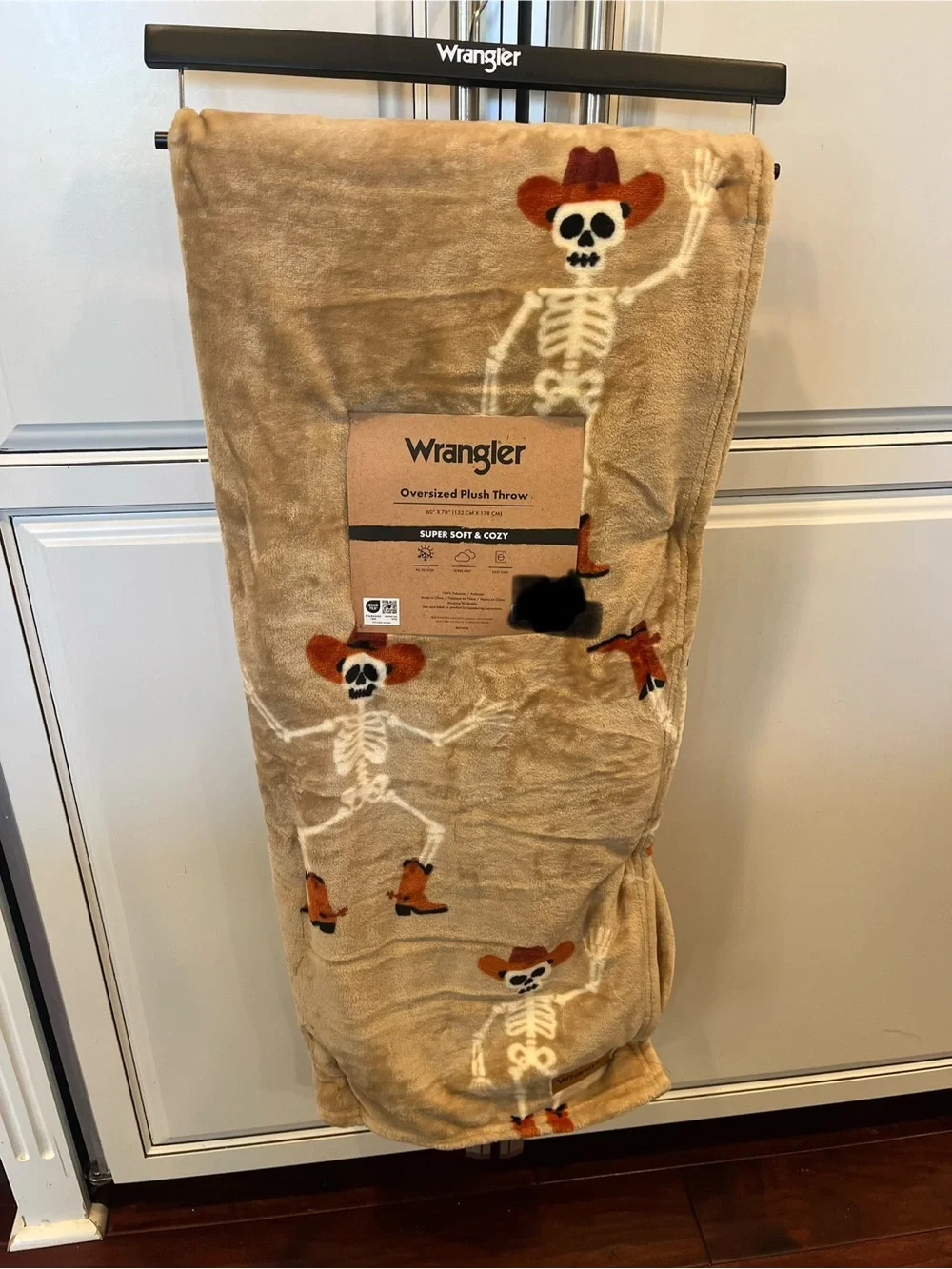 Wrangler Halloween Plush Throw Blanket- Cowboy Skeleton in Boots
